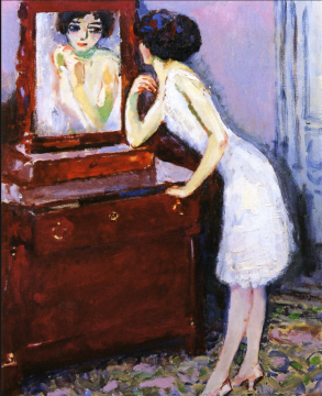 woman at mirror